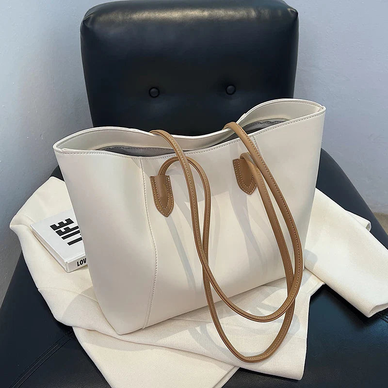Women's Tote Bag in PU Leather for Autumn Work & Everyday Use