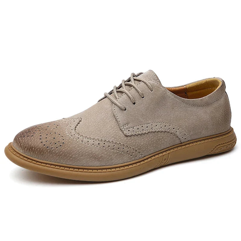 Chaussures derby brogue pour hommes en daim