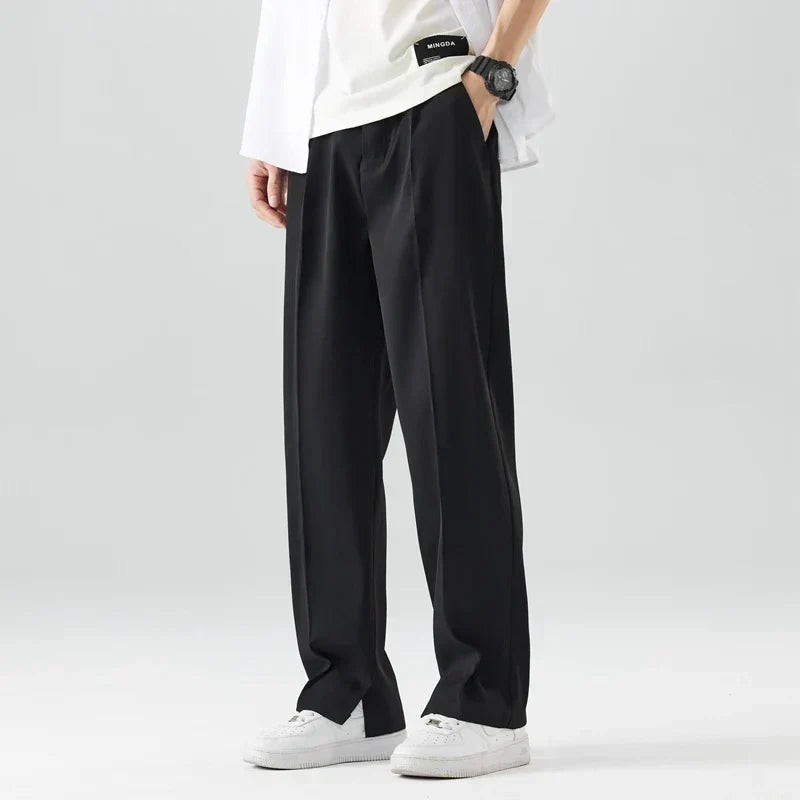 Pantalon pour homme à coupe décontractée et jambes larges