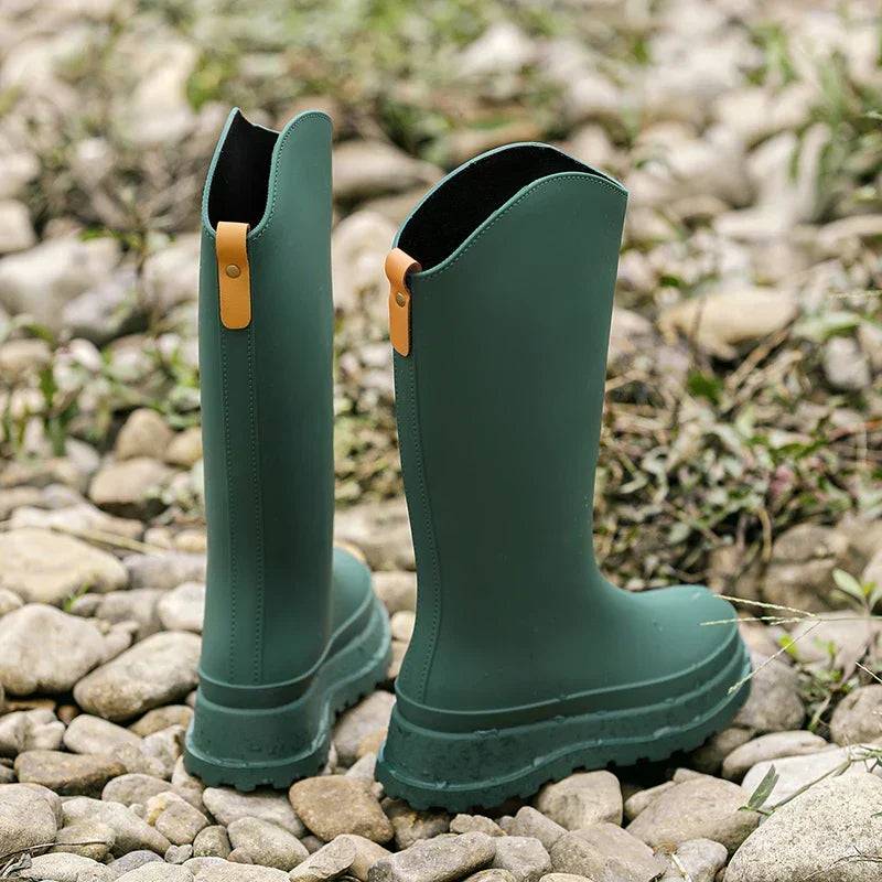 Bottes de pluie Wellington pour femme, hauteur genou