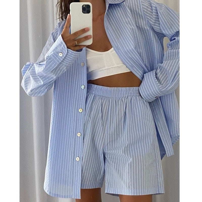 Ensemble coordonné chemise oversize et short pour femme