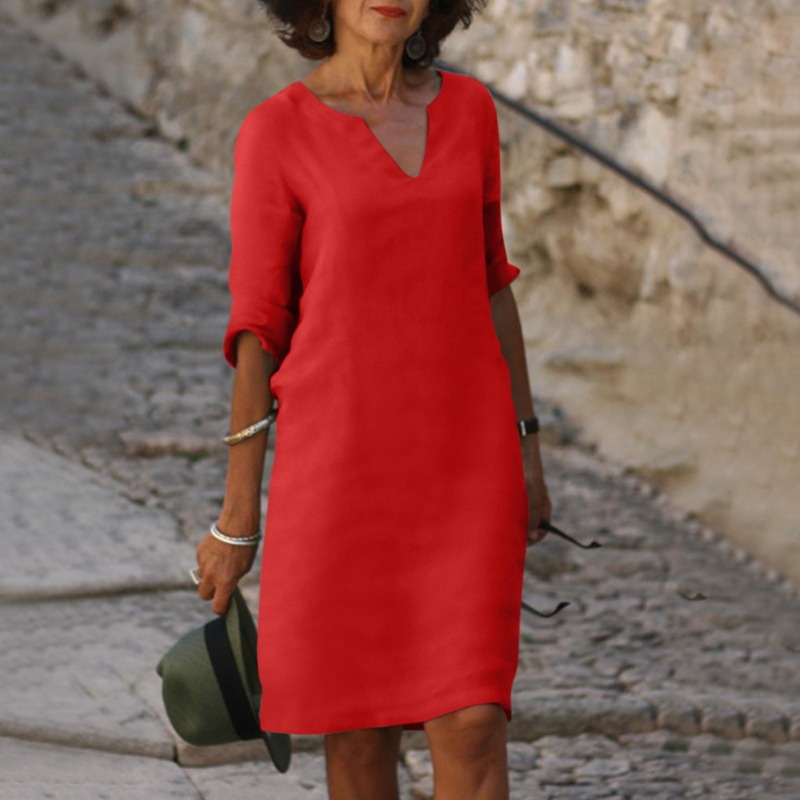 Women's Cotton Linen Shift Dress for Summer Casual Everyday Wear