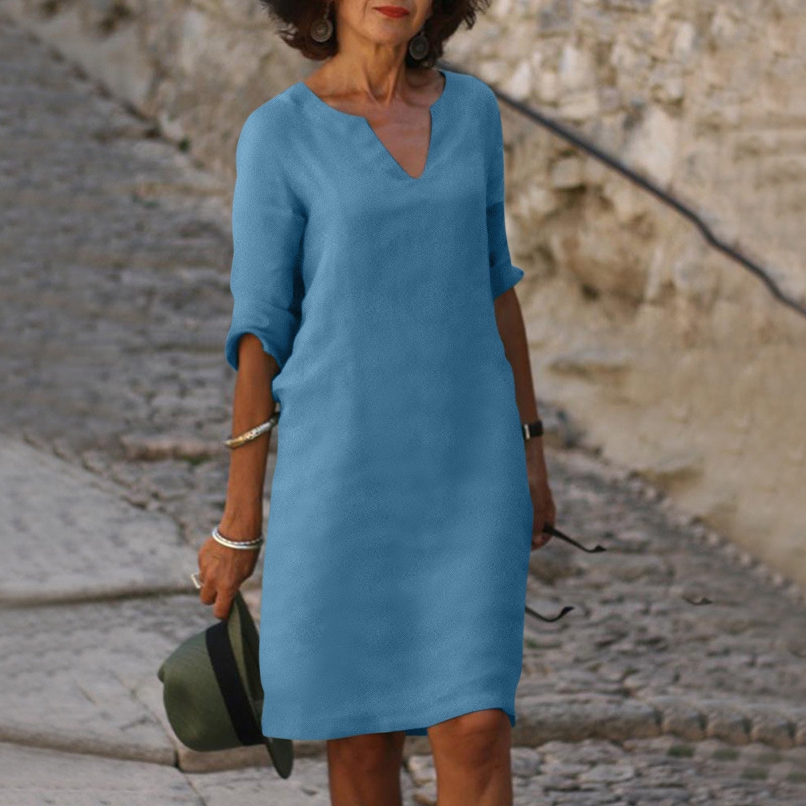 Women's Cotton Linen Shift Dress for Summer Casual Everyday Wear
