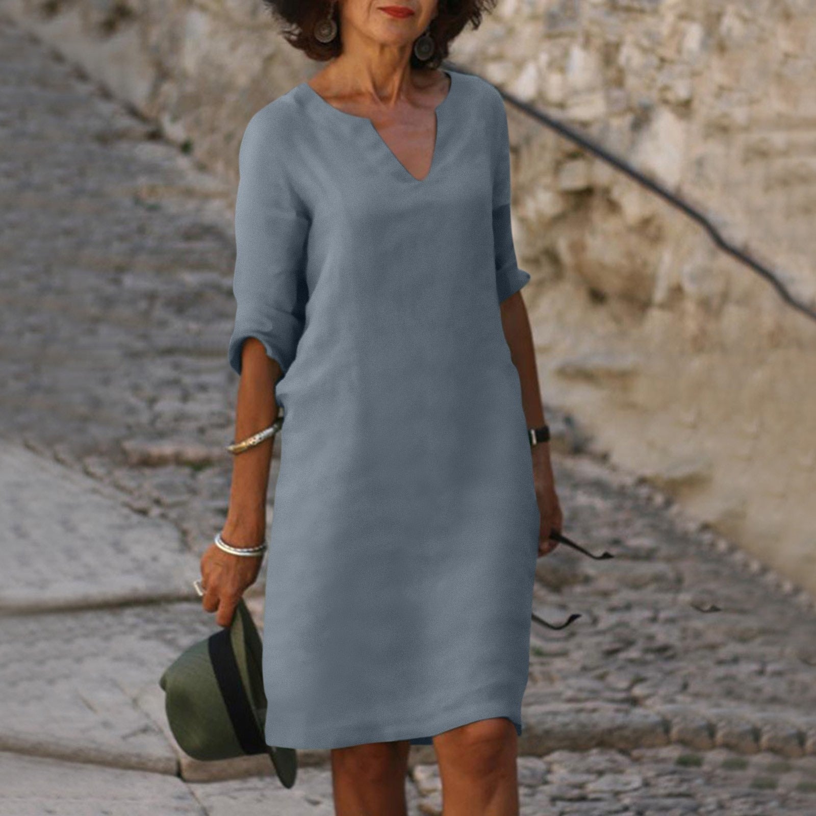Women's Cotton Linen Shift Dress for Summer Casual Everyday Wear