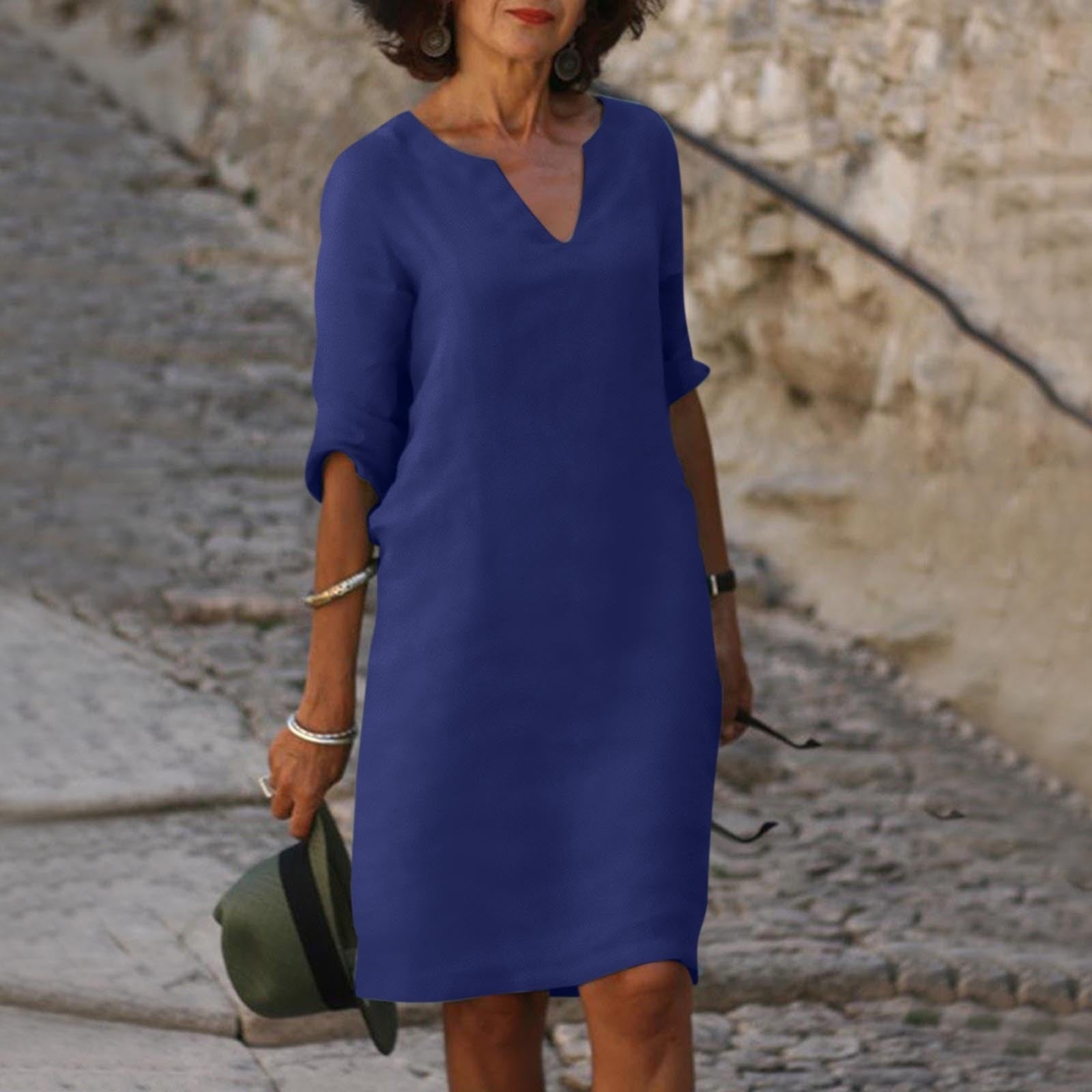 Women's Cotton Linen Shift Dress for Summer Casual Everyday Wear