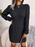Robe courte en maille torsadée pour femme, à taille marquée