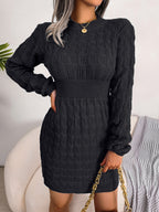 Women’s Cable Knit Mini Dress with Defined Waist