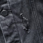 Veste en jean noire à capuche pour homme | Manteau d’hiver doublé en polaire