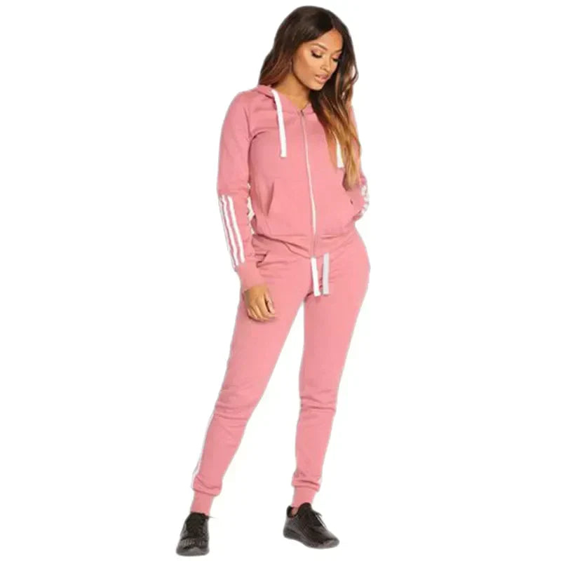 Ensemble de survêtement pour femme à capuche zippée avec pantalon de jogging