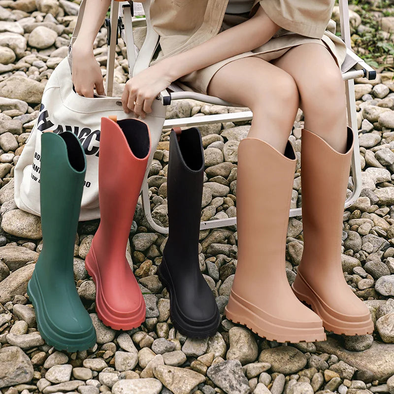 Bottes de pluie Wellington pour femme, hauteur genou