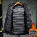 Veste en jean noire à capuche pour homme | Manteau d’hiver doublé en polaire
