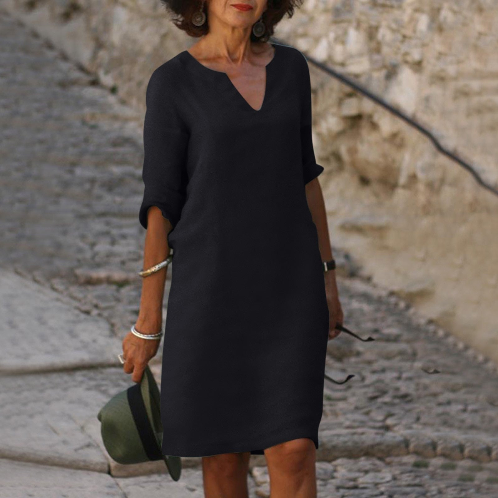 Women's Cotton Linen Shift Dress for Summer Casual Everyday Wear