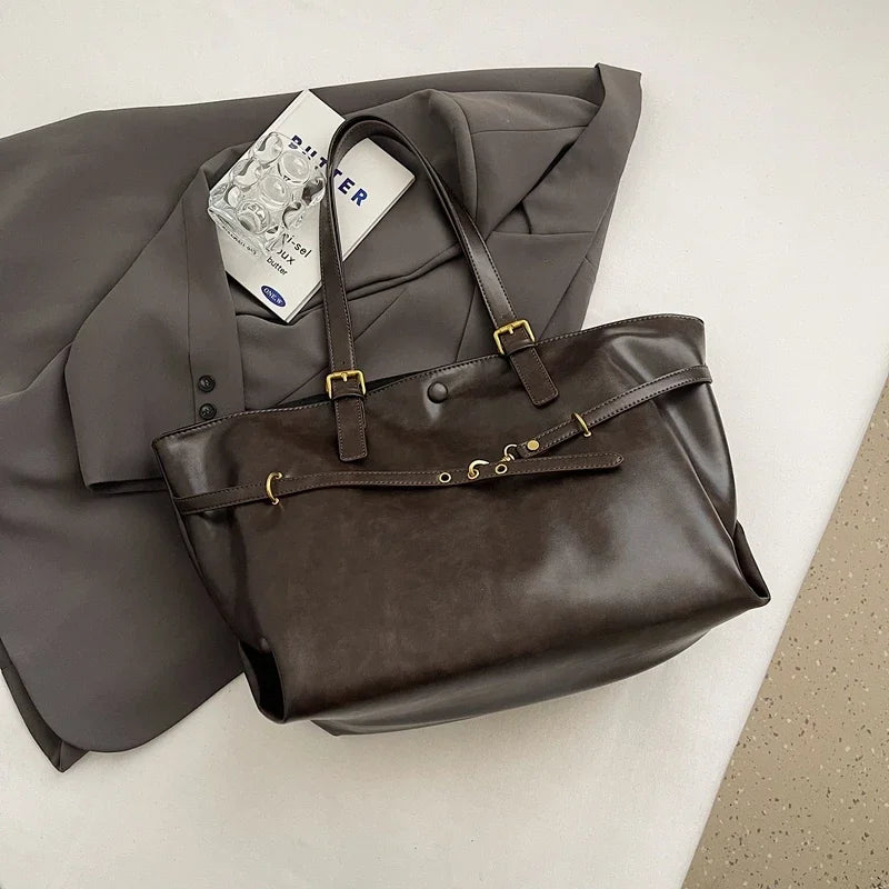 Women's Tote Bag in PU Leather for Autumn Work & Everyday Use