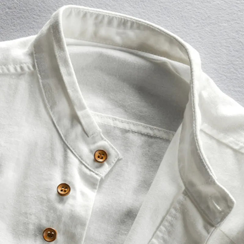 Men's Mandarin Collar Long Sleeve Shirt
