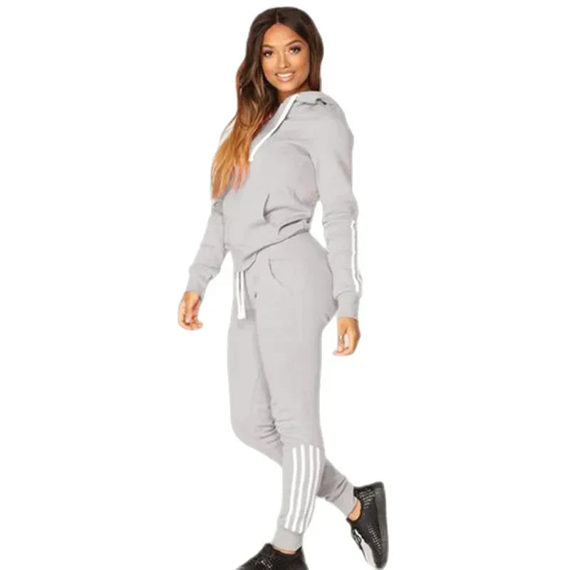 Ensemble de survêtement pour femme à capuche zippée avec pantalon de jogging