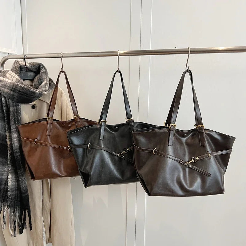 Women's Tote Bag in PU Leather for Autumn Work & Everyday Use