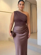 Women’s One Shoulder Draped Maxi Dress