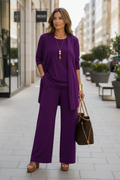Women's Three Piece Wide Leg Trouser Set
