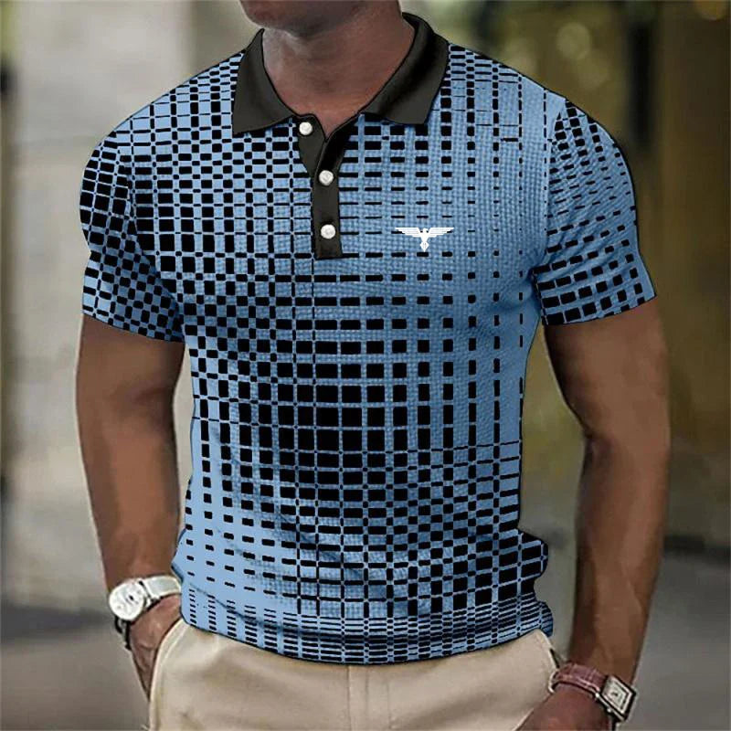 Polo extensible à imprimé géométrique pour homme