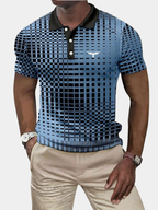 Polo extensible à imprimé géométrique pour homme