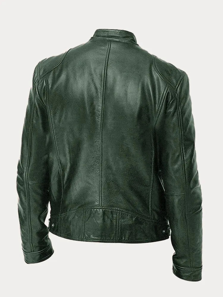 Men's Black Leather Jacket | Slim Fit Biker Style