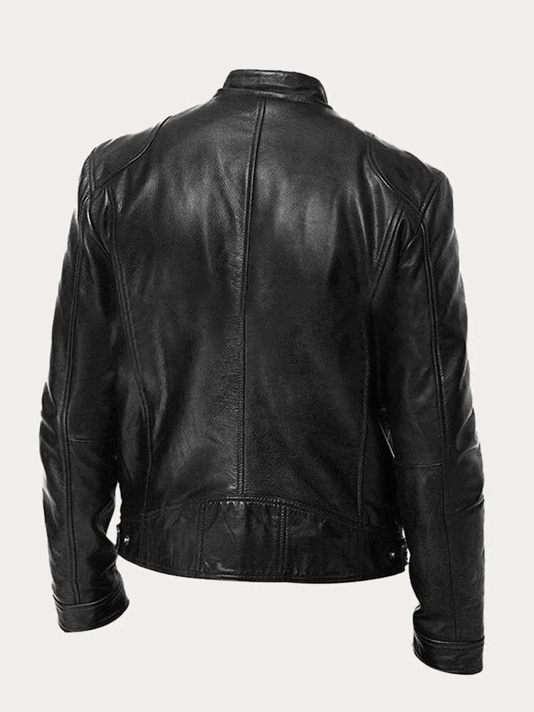 Men's Black Leather Jacket | Slim Fit Biker Style