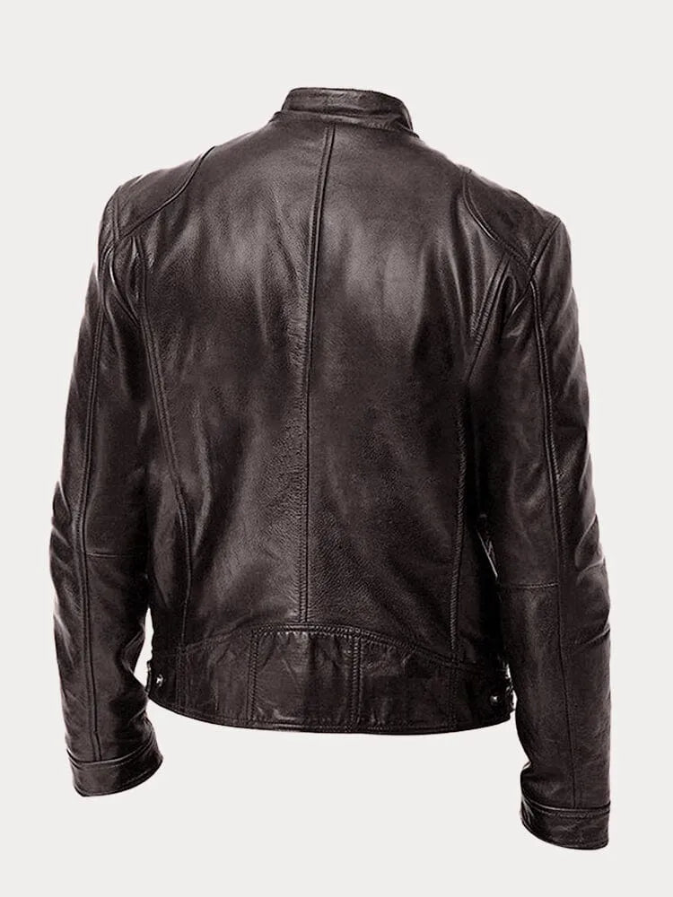 Men's Black Leather Jacket | Slim Fit Biker Style
