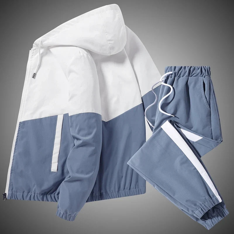 Men’s Colour Block Hooded Tracksuit Set