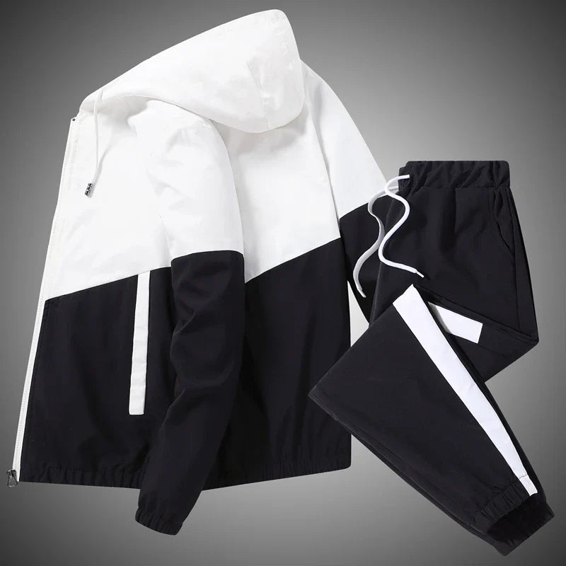 Men’s Colour Block Hooded Tracksuit Set