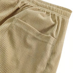 Corduroy Wide Leg Trousers with Drawstring Waist
