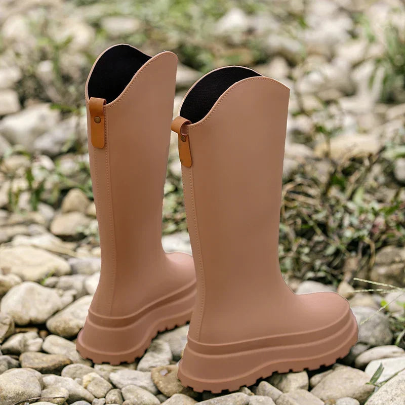 Bottes de pluie Wellington pour femme, hauteur genou