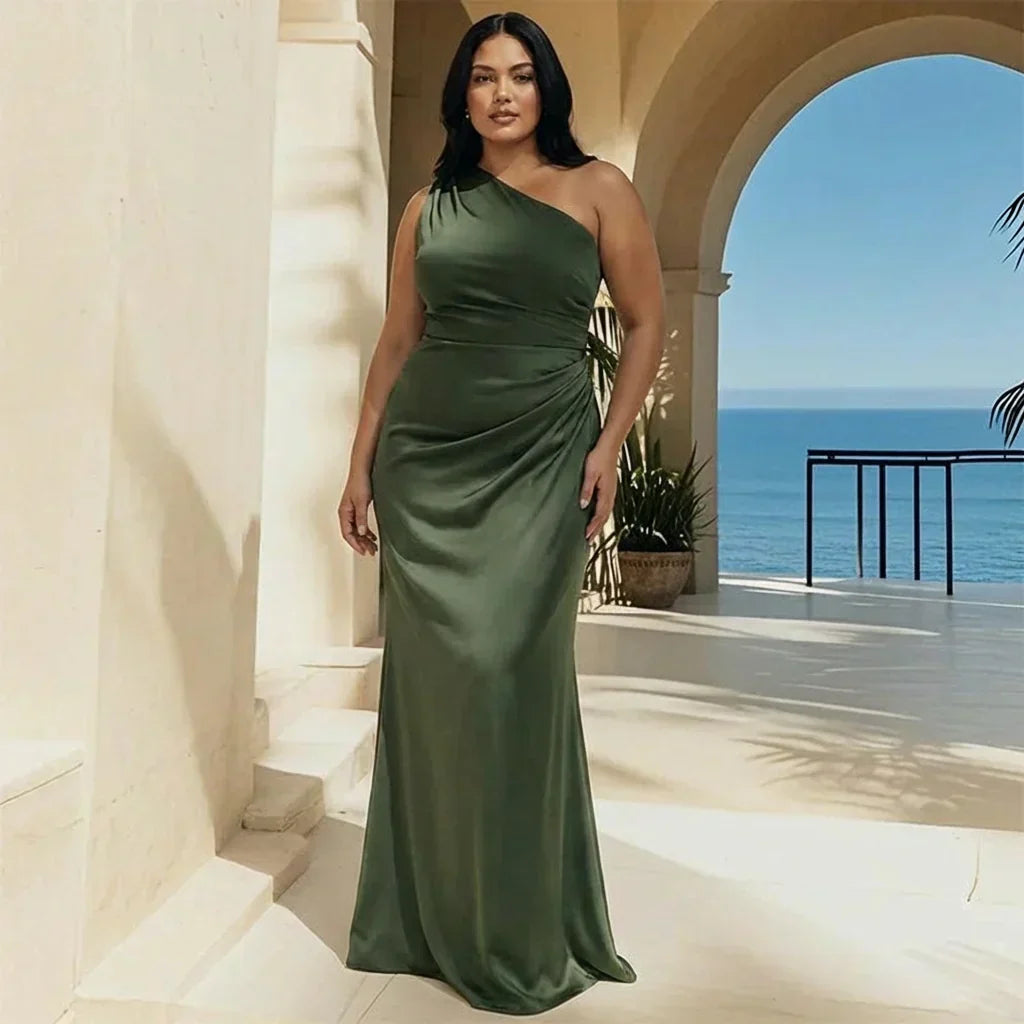 Robe longue asymétrique drapée pour femme