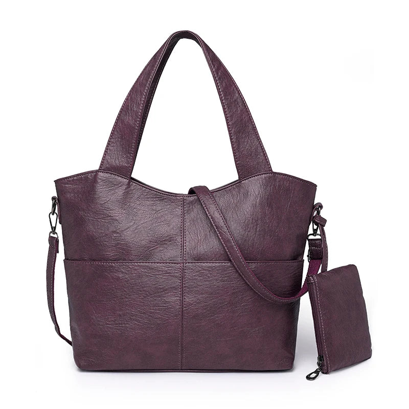 Women's Tote Bag in PU Leather with Crossbody Strap for Autumn Everyday Use