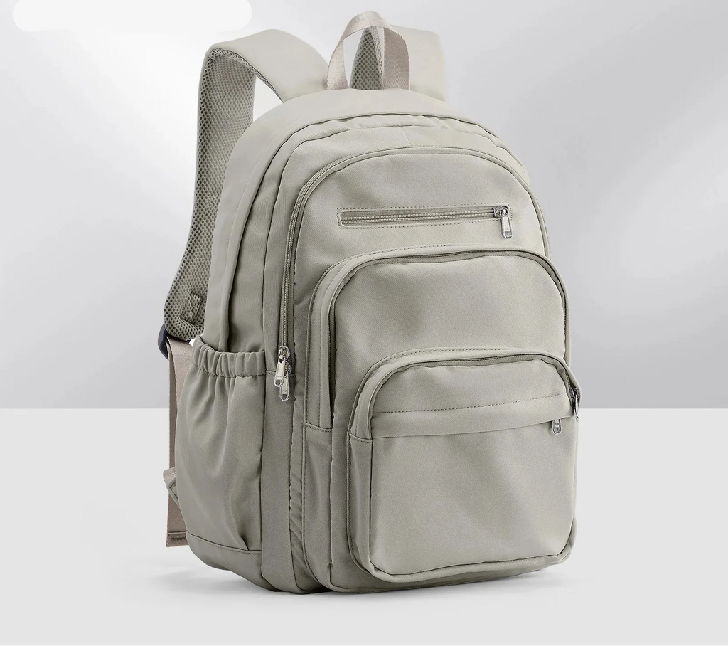Nylon Backpack with Multiple Zip Pockets