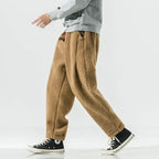 Men’s Teddy Fleece Trousers with Relaxed Fit and Drawstring Waist