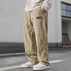 Corduroy Wide Leg Trousers with Drawstring Waist