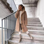 Women's Teddy Fleece Coat | Button-Front Long Jacket