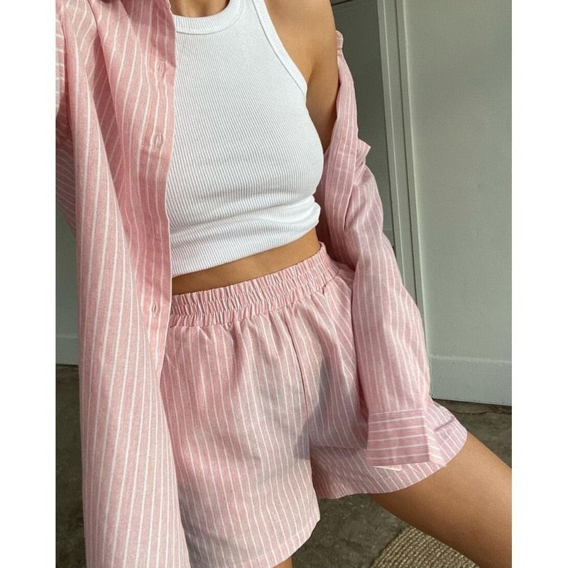 Ensemble coordonné chemise oversize et short pour femme