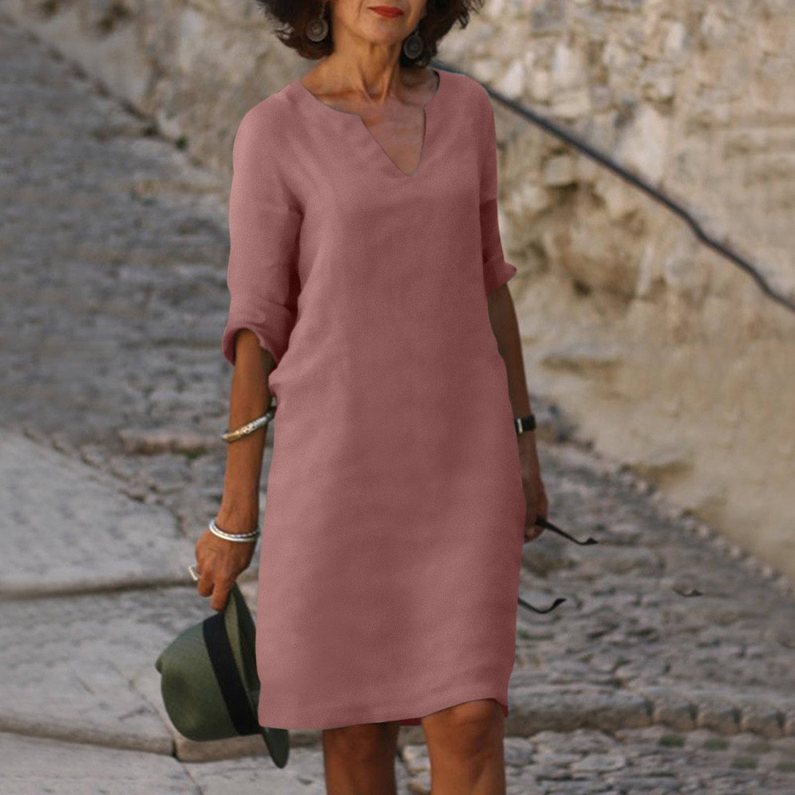 Women's Cotton Linen Shift Dress for Summer Casual Everyday Wear