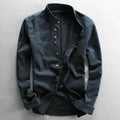Men's Mandarin Collar Long Sleeve Shirt