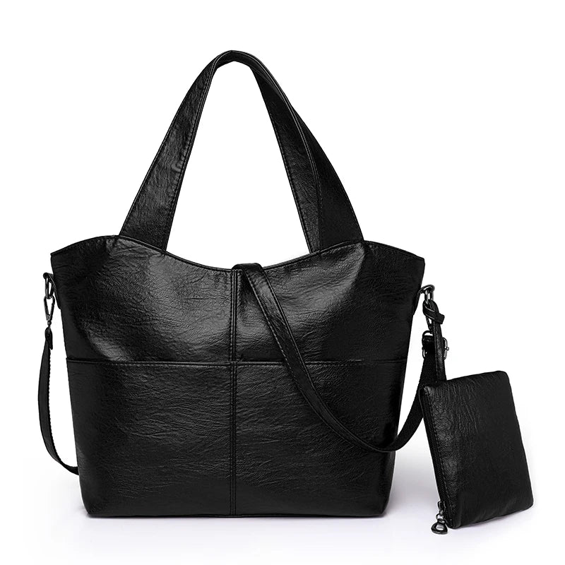 Women's Tote Bag in PU Leather with Crossbody Strap for Autumn Everyday Use
