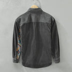 Męska sztruksowa koszula overshirt ze wzorzystym detalem kieszeni
