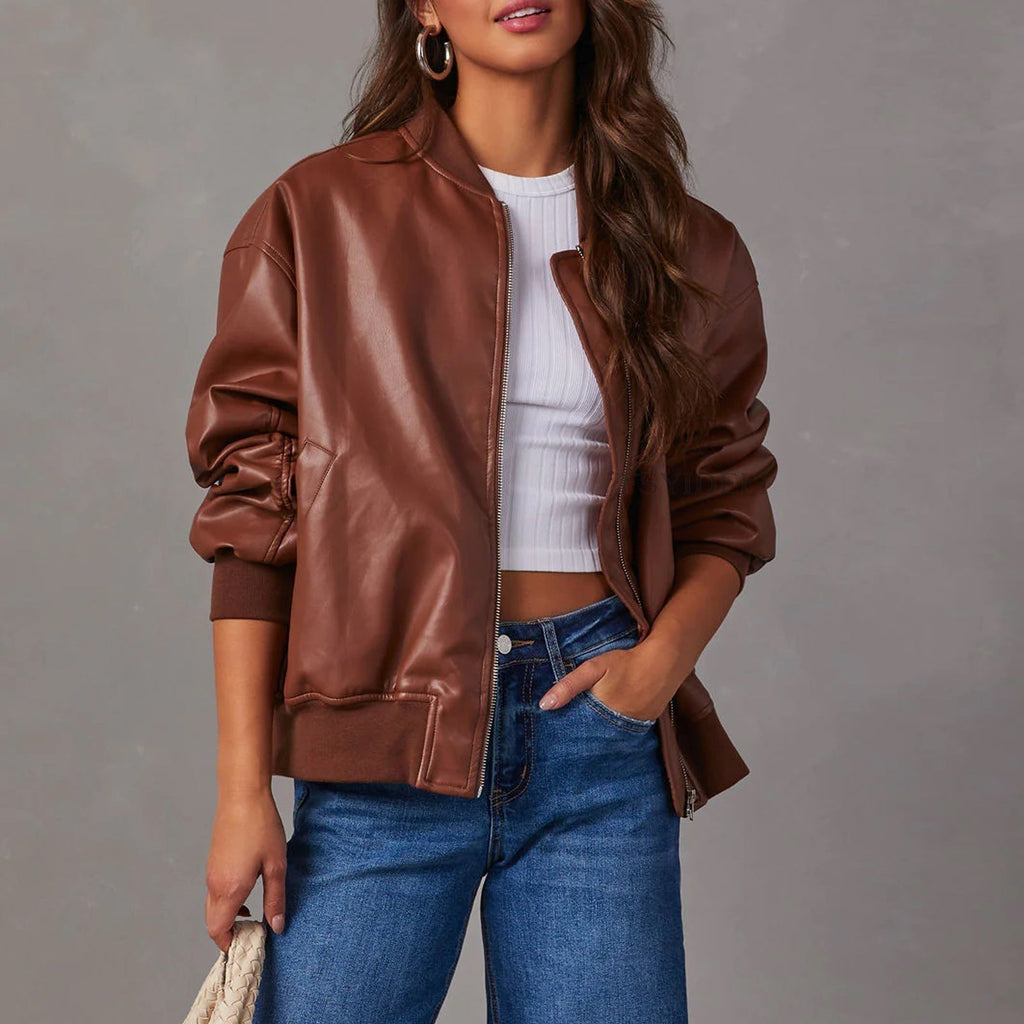 Blouson aviateur pour femme en similicuir