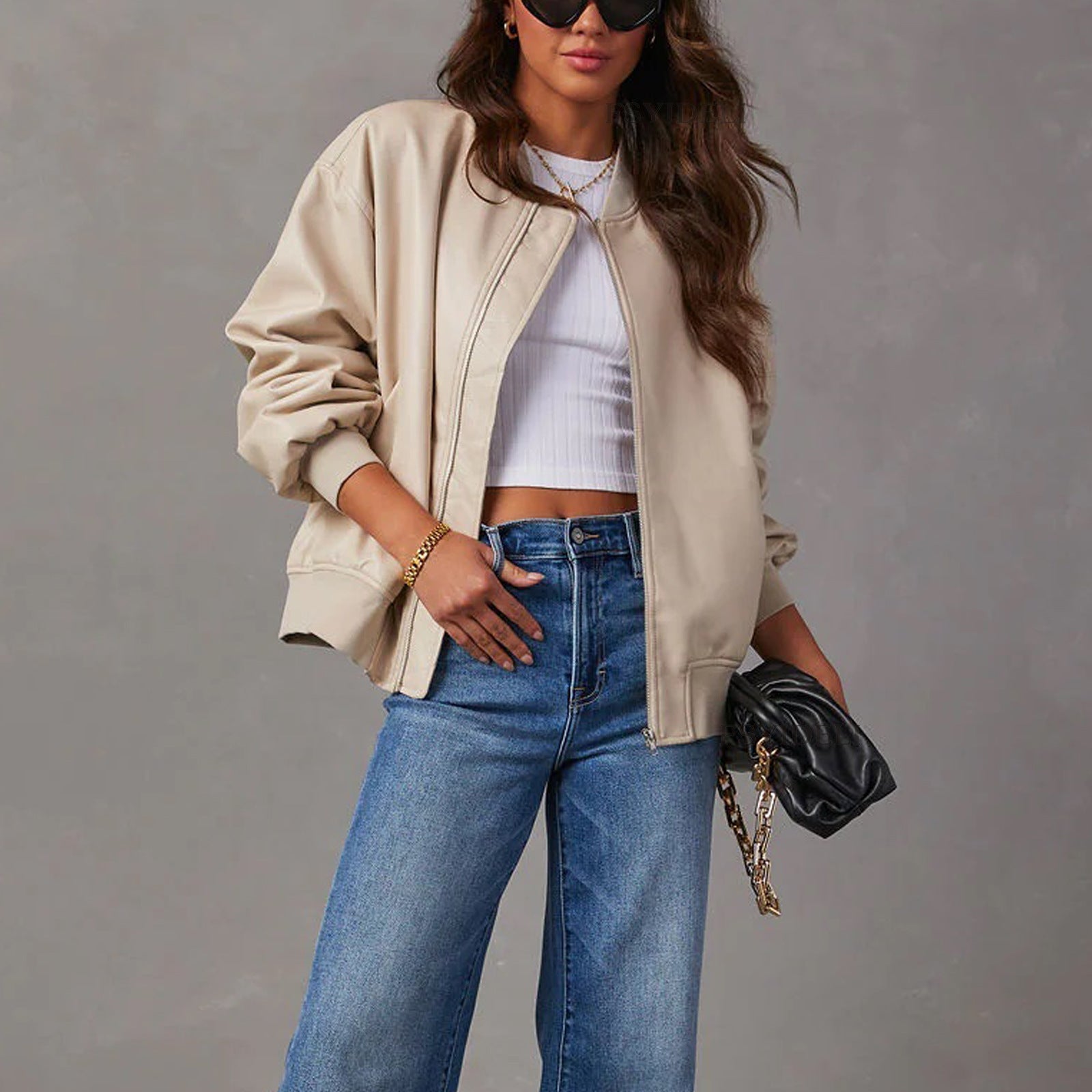 Blouson aviateur pour femme en similicuir