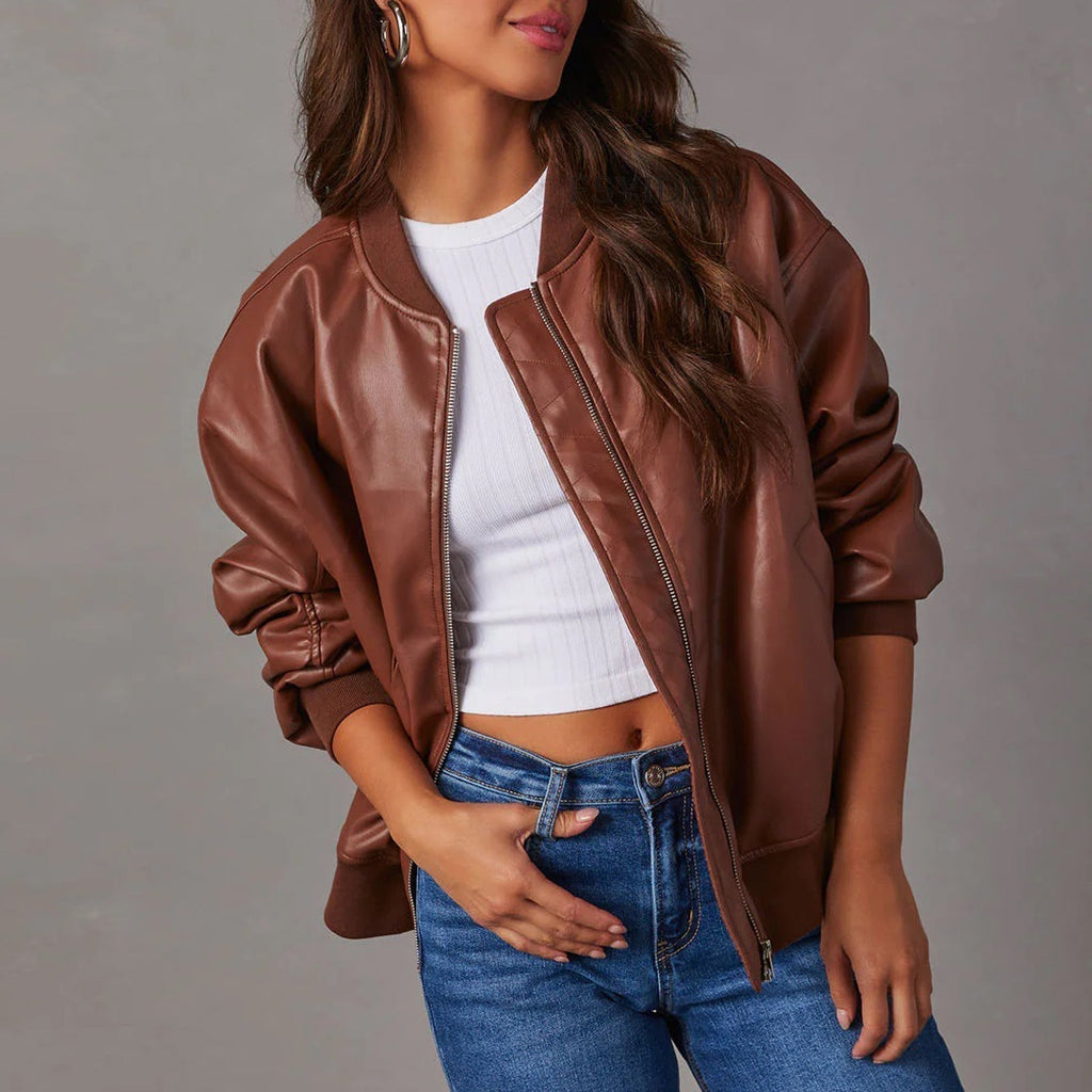 Blouson aviateur pour femme en similicuir