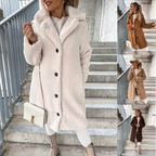 Women's Teddy Fleece Coat | Button-Front Long Jacket