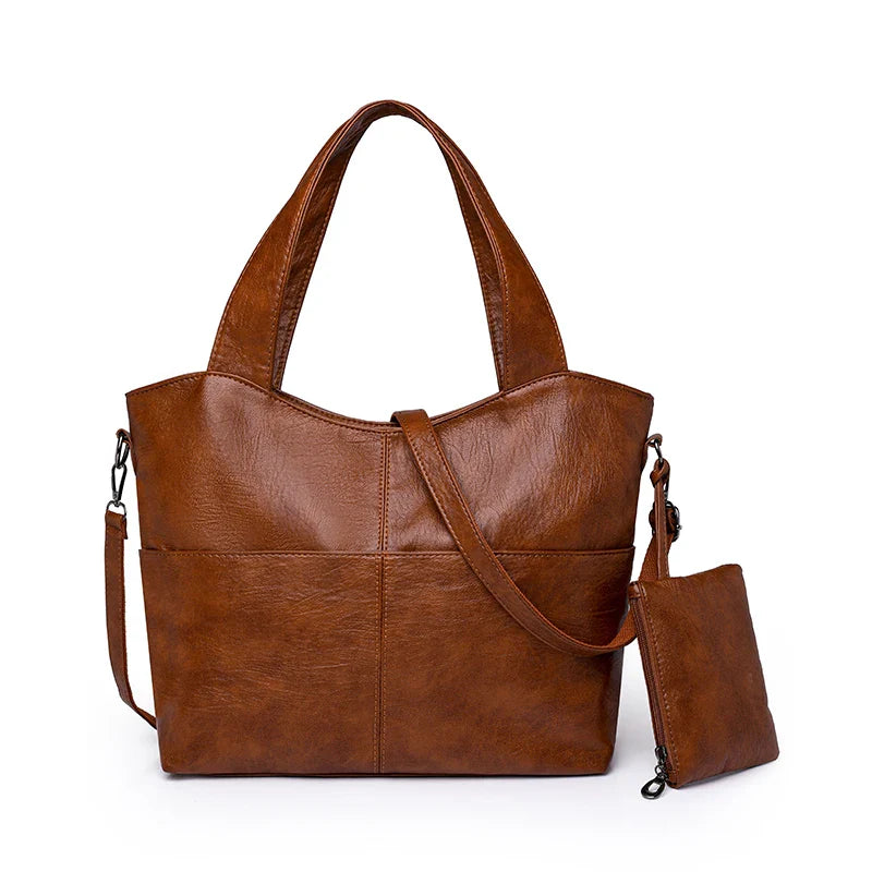 Women's Tote Bag in PU Leather with Crossbody Strap for Autumn Everyday Use
