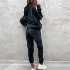 Women's Velour Hoodie and Jogger Tracksuit Set