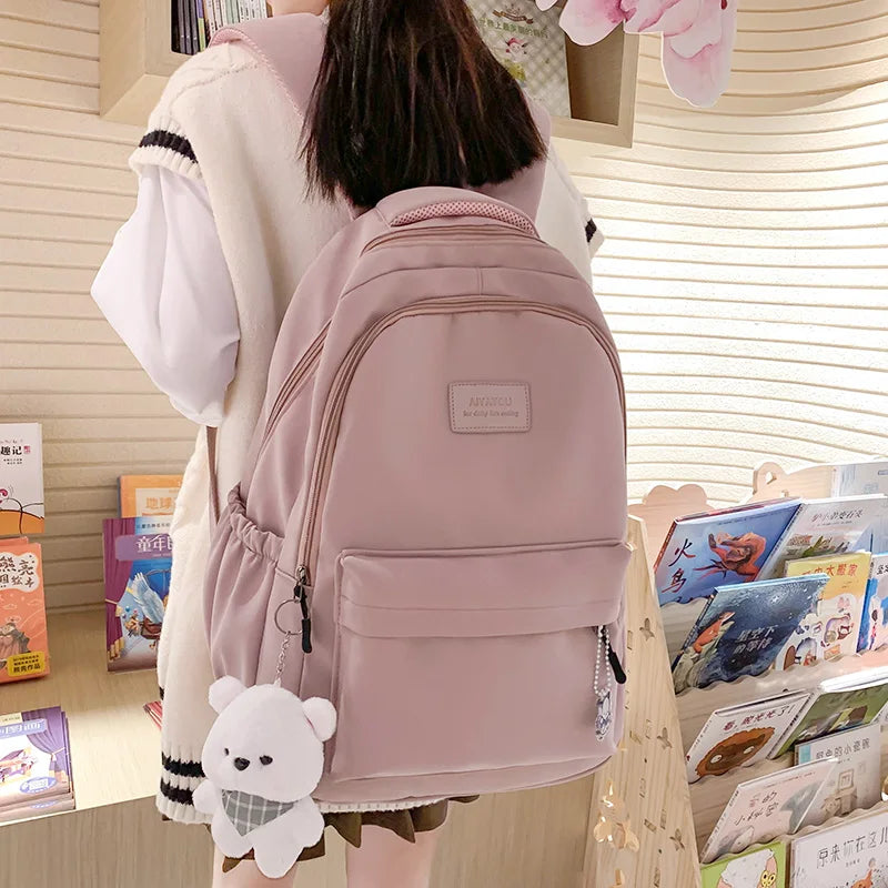 Women's Backpack in Oxford Fabric with Multiple Pockets for Autumn Everyday Use