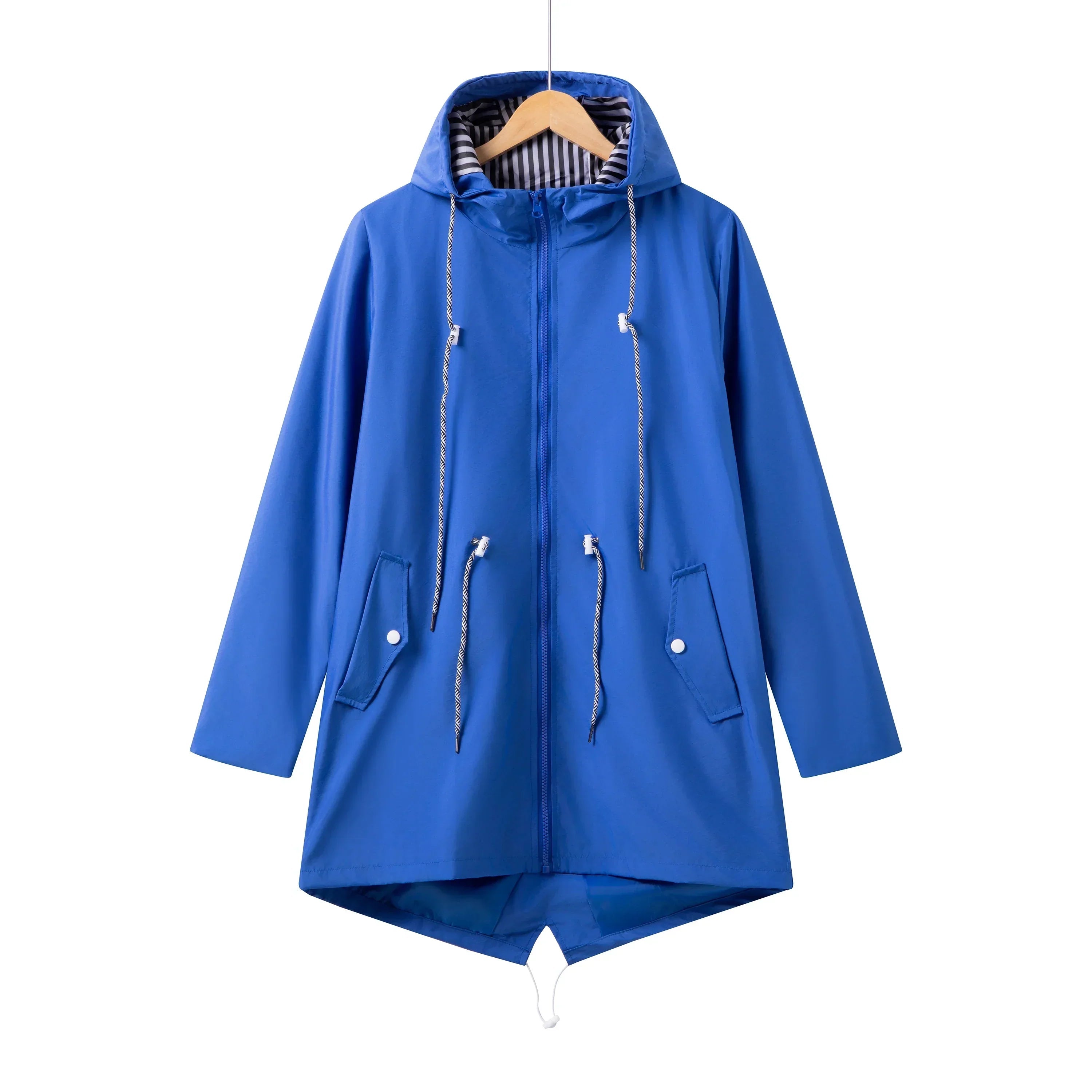 Women’s Hooded Raincoat with Adjustable Waist